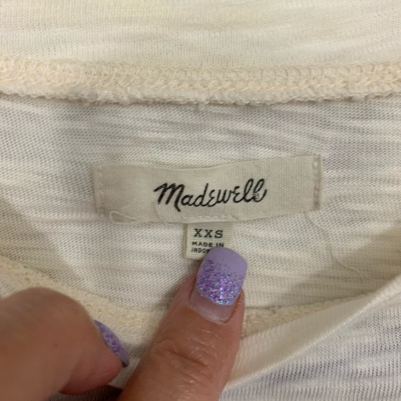 Madewell Cream Cropped Blue Wave Cropped Top - Picture 3 of 5